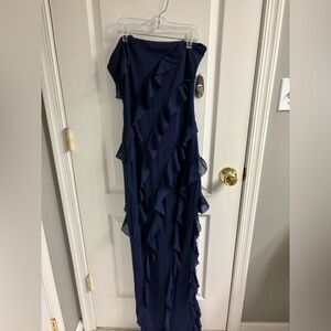 Windsor Navy Ruffle Maxi Dress